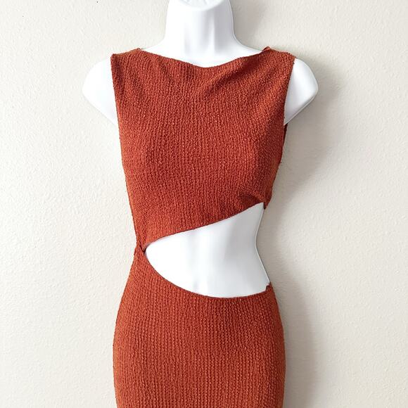 Zara Rust Burnt Orange Cut Out Sleeveless Maxi Dress women's size medium - Picture 3 of 12